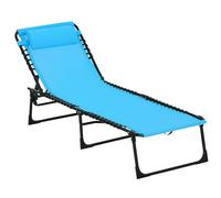 Outsunny Tumbona Plegable Reclinable 4 Niveles 189x58x30 cm Azul Claro | Tumbona Jardín Exterior, Reposacabezas, Marco de Acero, Carga 120 kg, para Terraza, Piscina, Playa