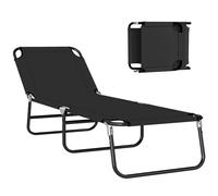 Outsunny Tumbona Plegable Reclinable con Ángulo Ajustable de 5 Posiciones para Jardín Exterior Piscina Terraza Camping Carga 120 kg 188x56x28 cm Negro
