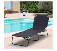 Outsunny Tumbona Plegable Tumbona de Jardín Ajustable 3 posiciones para Exterior Terraza Camping Carga 120 kg 190x56x28 cm Negro Aosom España