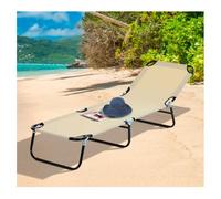 Outsunny Tumbona Plegable Reclinable con Ángulo Ajustable de 5 Posiciones para Jardín Exterior Piscina Terraza Camping Carga 120 kg 188x56x28 cm Beige