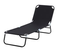 Outsunny Tumbona Plegable Reclinable con Ángulo Ajustable de 5 Posiciones para Jardín Exterior Piscina Terraza Camping Carga 120 kg 188x56x28 cm Negro