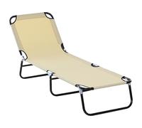Outsunny Tumbona Plegable Reclinable con Ángulo Ajustable de 5 Posiciones para Jardín Exterior Piscina Terraza Camping Carga 120 kg 188x56x28 cm Beige