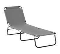Outsunny Tumbona Plegable Reclinable con Ángulo Ajustable de 5 Posiciones para Jardín Exterior Piscina Terraza Camping Carga 120 kg 188x56x28 cm Gris
