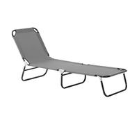 Outsunny Tumbona Plegable Reclinable con Ángulo Ajustable de 5 Posiciones para Jardín Exterior Piscina Terraza Camping Carga 120 kg 188x56x28 cm Gris