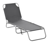 Outsunny Tumbona Plegable Tumbona de Jardín con Respaldo Ajustable en 5 Posiciones Carga 120 kg para Terraza Piscina 187x55x24 cm Gris Aosom España
