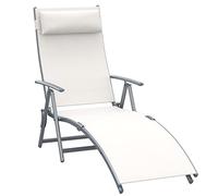 Outsunny Tumbona Plegable Tumbona de Jardín con Respaldo Ajustable en 7 Niveles Almohada y Reposabrazos Carga 165 kg para Piscina Terraza Camping 137x63,5x100,5 cm Beige