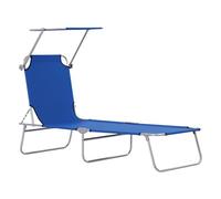 Outsunny tumbona plegable tumbona de jardín exterior reclinable con toldo desmontable con ángulo regulable respaldo ajustable en 4 niveles para terraza piscina patio 187x58x36 cm azul