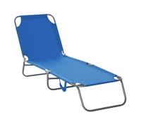 Outsunny tumbona plegable tumbona jardín exterior con respaldo ajustable en 5 posiciones y estructura metálica carga 120 kg para terraza piscina playa 187x55x24 cm azul