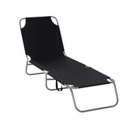 Outsunny tumbona plegable tumbona jardín exterior con respaldo ajustable en 5 posiciones y estructura metálica carga 120 kg para terraza piscina playa 187x55x24 cm negro 55 cm