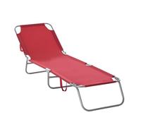 Outsunny tumbona plegable tumbona jardín exterior con respaldo ajustable en 5 posiciones y estructura metálica carga 120 kg para terraza piscina playa 187x55x24 cm burdeos 187 cm