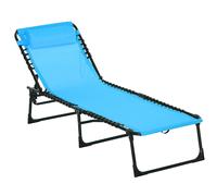 Outsunny Tumbona Plegable y Ajustable de 4 Posiciones Silla Reclinable de Jardín con Sistema de Cordones Acero 197x58x76 cm Azul Claro Aosom España