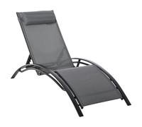 Outsunny Tumbona Reclinable de Aluminio con Respaldo Ajustable en 5 Posiciones y Reposacabezas Extraíble Acolchado Textelino Aosom España