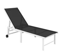 Outsunny Tumbona Reclinable de Jardín Exterior con Ruedas Respaldo Ajustable en 5 Posiciones y Marco de Acero 166x60x84 cm Gris