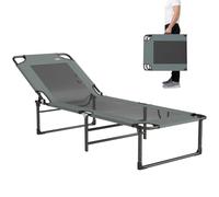 Outsunny Tumbona reclinable Plegable 175x58x68 cm Gris | Reposacabezas ajustable en 4 niveles, asiento de Texteline transpirable, asas, para playa, piscina, jardín.