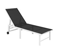 Outsunny tumbona reclinable tumbona jardín exterior con ruedas respaldo ajustable en 5 niveles y estructura de acero carga 120 kg para patio terraza balcón 166x60x84 cm gris