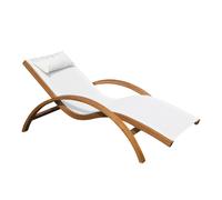 Outsunny Tumbona tipo Hamaca para Jardín Terraza Piscina o Patio Tumbona de Madera y Textileno 161x72x68 cm Crema Aosom España