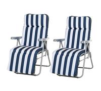 Outsunny Tumbonas Jardín Plegables 60x75 cm Acolchadas Acero Respaldo Ajustable Reposapiés para Familia Azul Aosom España