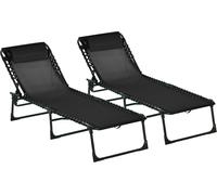 Outsunny Tumbonas plegables 197x58x30 cm negro