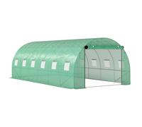 Outsunny Túnel de plástico de invernadero con marco de acero, invernadero de túnel transitable con puertas enrollables, Verde Aosom España