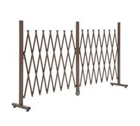 Outsunny valla de jardín exterior de aleación de aluminio valla metálica extensible con rueda para decoración terraza patio 405x31x103,5 cm café oscuro 405 cm