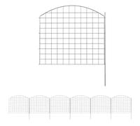 Outsunny Valla metálica de jardín, juego de 6 vallas decorativas, 460 x 97 cm, valla para hortalizas, bordes de caminos, bordes de jardín, negro