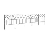Outsunny Vallas de Jardín 205x45,5 cm Set de 5 Vallas Decorativas para Jardín de Metal Combinación Libre Barrera para Animales para Terraza Patio Césped Negro