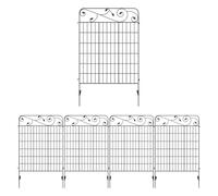 Outsunny Vallas de Jardín Exterior de 4 Paneles 88x110 cm Vallas de Jardín Metálicas Vallas Decorativas con Ángulo Ajustable para Patio Terraza Negro