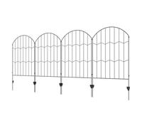 Outsunny vallas de jardín exterior de 4 paneles 88x110 cm vallas decorativas de jardín de acero con diseño de patrón de rejilla y ángulo ajustable para patio terraza negro