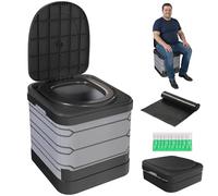 Outsunny WC portátil para Acampada con 12 Paquetes coagulantes y 12 Bolsas de eliminación, 42 x 46 x 43,5 cm, Gris y Negro
