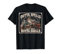 Outta Spells But Not Outta Shells Vintage Wizard Graphic Camiseta gráfica económica, Hombre, Negro, XL