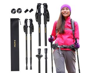 Outtec Bastones de Senderismo, Bastones de Marcha Nórdica - 65-135 cm - Bastones de Trekking Ultraligeros para Mujeres y Hombres - para Senderismo, Trekking - Antishock, Telescópicos