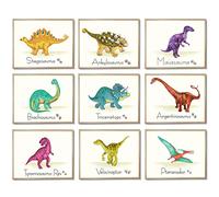 Outus 9 piezas Estampe de Arte de Pared de Dinosaurio Póster de Dinosaurios Pegatinas de Pared con Fotos sin Marco, Regalo de Cumpleaños de Dinosaurio para Decoraciones de Guardería y Habitación de