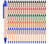 Outus - Bolígrafos de papel Kraft de 100 unidades, bolígrafos de tinta negra, retráctiles, de punta media, 0,7 mm, para material de escritura para la oficina de la escuela, multicolor