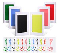Outus Kit de 18 piezas para huella de mano y huella de bebé sin tinta, 6 almohadillas de tinta seguro para manos y pies y huellas de pata de perro y 12 tarjetas de impresión para bebés (S)