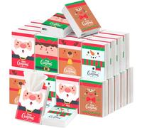 Outus Paquete de 50 pañuelos de bolsillo de Navidad, tamaño de viaje, 3 capas, pañuelos faciales pequeños, individuales, a granel, 400 hojas, bolsas de relleno de Navidad, regalo para regalos de
