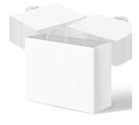 OUTUXED 110 bolsas de papel blancas de 16 x 6 x 12 pulgadas con asas, bolsas de regalo grandes para pequeñas empresas, mercancías, regalos