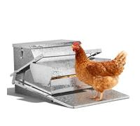 Outvita Comedero automático para pollos, 25 libras, sin residuos, sin derrames, comedero de metal a prueba de roedores con tapa resistente a la intemperie, suministros de pollo para tus pollos, patos