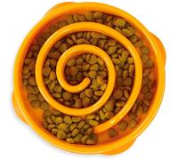 Outward Hound Fun Feeder Slo-Bowl - Comedero con obstáculos para Perros - Naranja - Mediano/Mini