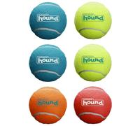 Outward Hound Squeaker Ballz - Paquete de 6 pelotas de tenis para perros con chirriador, juego interactivo para mascotas de menos de 50 libras, pelotas de entrenamiento para ejercicio en interiores y