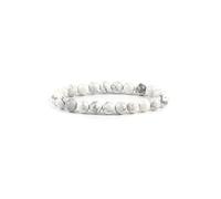Ouubuuy Pulsera Cristal Perlas Turquesa Blanca Piedras Energeticas Natural 8 mm Pulsera Cristal Terapia Piedra Para Hombres Mujeres