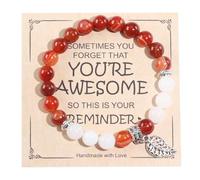 Ouubuuy Pulsera de dama de jade de cebra con cuentas de 8 mm para el tratamiento de rosas de piedra, polvo de cuarzo de piedra, pulsera de cristal de piedra de yoga de joya Chakra (Type-H)