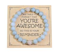Ouubuuy Pulsera de piedra terapéutica femenina de cuentas de aguamarina de 8 mm, pulsera de piedra preciosa, pulsera de cristal de roca de Chakra yoga, pulsera de pareja/amistad/pareja (Type-B)