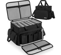 OUUTMEE Bolsa para archivos de cable de DJ, bolsa de almacenamiento de alambre de DJ, bolsa organizadora de equipos de DJ de nailon 1680D con separadores extraíbles y base acolchada, bolsa de alambre