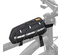 OUUTMEE Bolsa para Cuadro/Alforja Delantera, 2 en 1, Impermeable y Reflectante, Ideal para Bicicletas de Montaña y de Carretera (Negra)