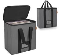 OUUTMEE Caja de almacenamiento de vinilo con cremalleras, gris, Klein - 17 cm L x 34 cm W x 34 cm H, Maletín de placas