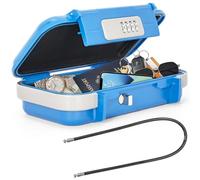 OUUTMEE Caja fuerte portátil con cerradura de combinación, caja fuerte de playa, 24 x 14 x 5,8 cm, caja fuerte de playa con cadena, adecuada para viajes, actividades en la playa (azul)