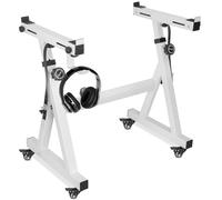 OUUTMEE Soporte para teclado, ruedas, soporte para teclado, forma de Z, ajustable, con riel deslizante, fácil de usar (blanco)