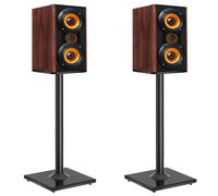 OUUTMEE - Soportes de altavoz universal, 1 par, patas de altavoces con gestión de cables de hasta 10 kg, soportes para altavoces de suelo compatibles con Bose, Polk, JBL, Sony, Klipsch (Negro)