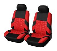 OUVECR Funda Asiento Coche Fundas Asientos Delanteros Coche Coche Diseño con Huellas Neumáticos En Tela Duradera Y Cómoda Ajuste Universal La Mayoría Los Coche(Red)