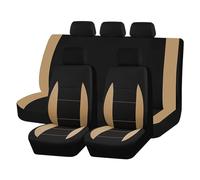 OUVECR Fundas Asientos Coche Fundas Universales Asientos Coche Poliéster con Airbag Compatibles Interior Aptas La Mayoría Los Coches SUV Camionetas Y Furgonetas(Beige)